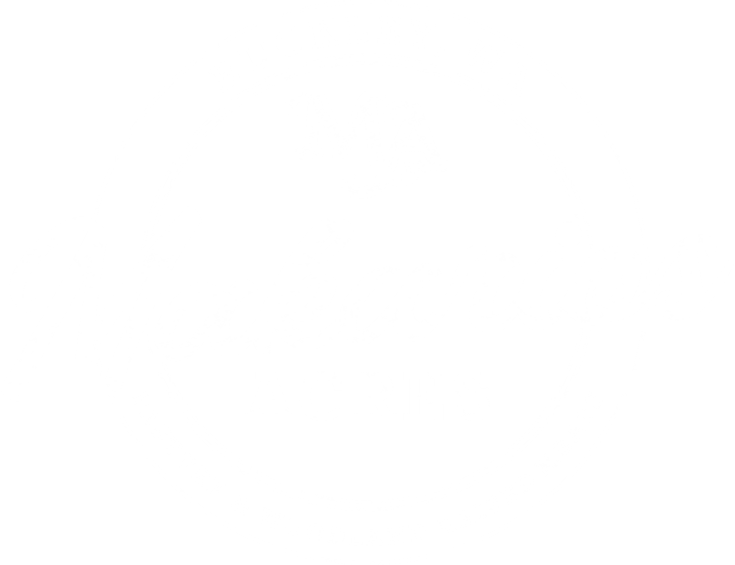 Logo of Makarios Acres, a farm located in Buckley, WA, specializing in pasture and woodland raised meats.